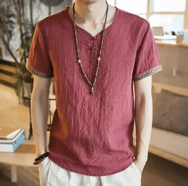 SOLANO – Men's Embroidered Linen Shirt LuxMenor