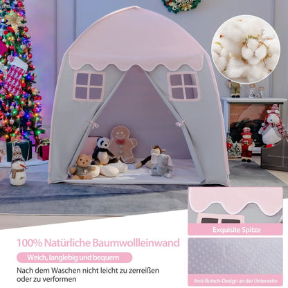 Kinderzelt Großes Prinzessinnenzelt Mit Tragetasche Anti-Rutsch-Matte Reißverschluss Rosa