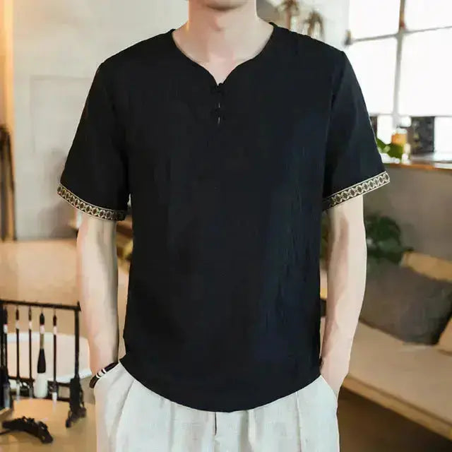 SOLANO – Men's Embroidered Linen Shirt LuxMenor