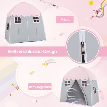 Kinderzelt Großes Prinzessinnenzelt Mit Tragetasche Anti-Rutsch-Matte Reißverschluss Rosa