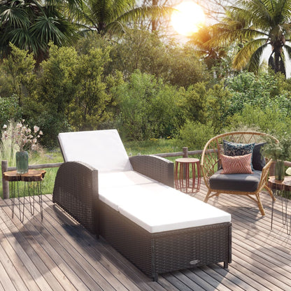 Sonnenliege mit Auflage – PE-Rattan Gartenliege verstellbar