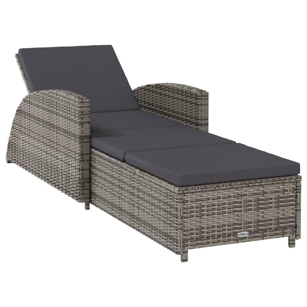 Sonnenliege mit Auflage – PE-Rattan Gartenliege verstellbar