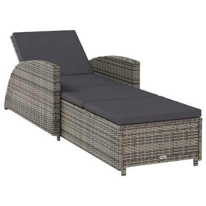 Sonnenliege mit Auflage – PE-Rattan Gartenliege verstellbar