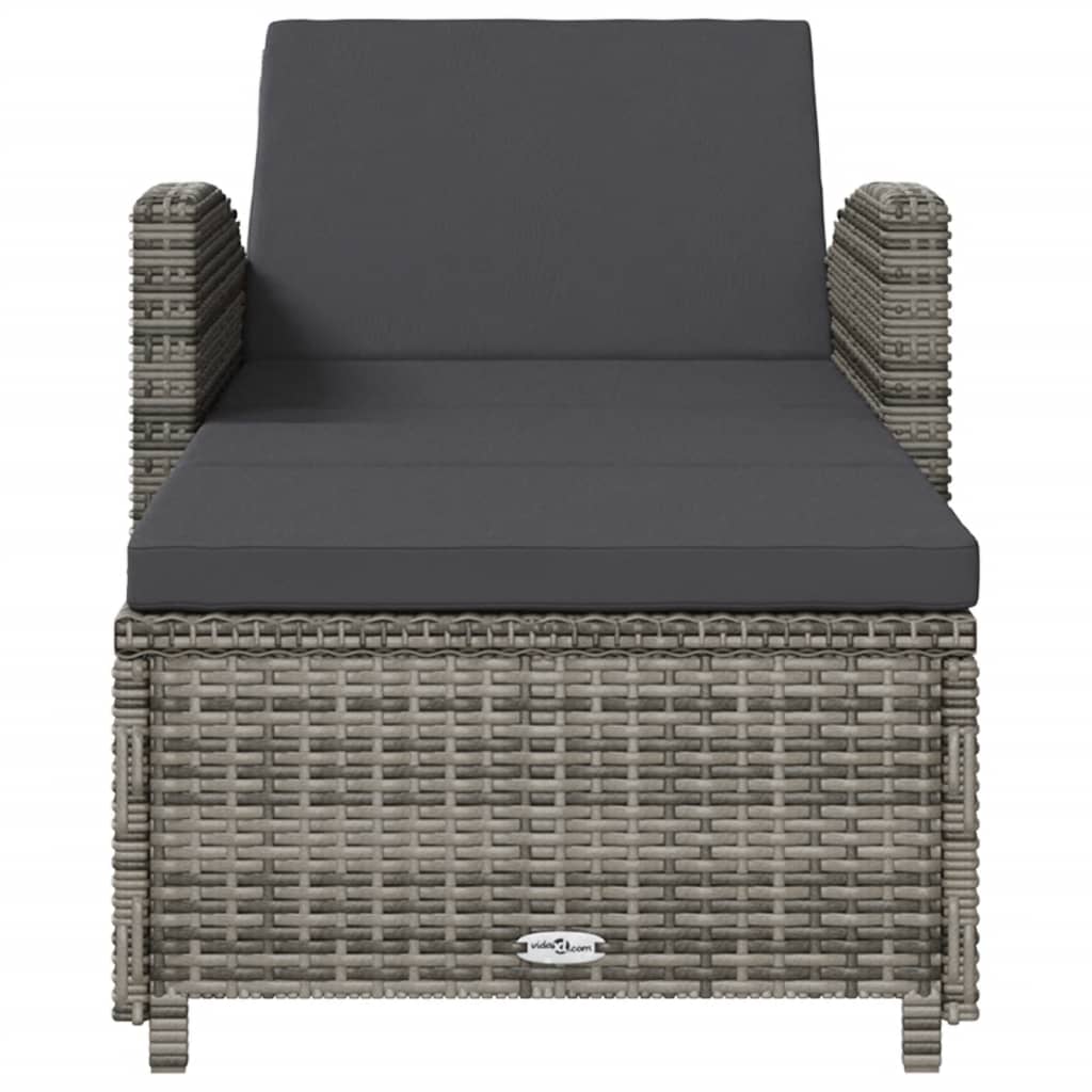 Sonnenliege mit Auflage – PE-Rattan Gartenliege verstellbar