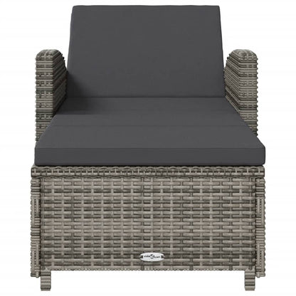 Sonnenliege mit Auflage – PE-Rattan Gartenliege verstellbar