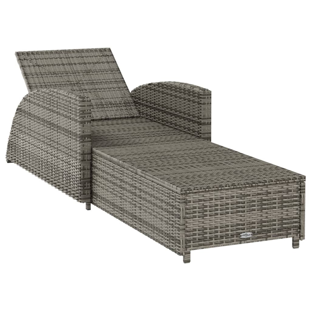 Sonnenliege mit Auflage – PE-Rattan Gartenliege verstellbar