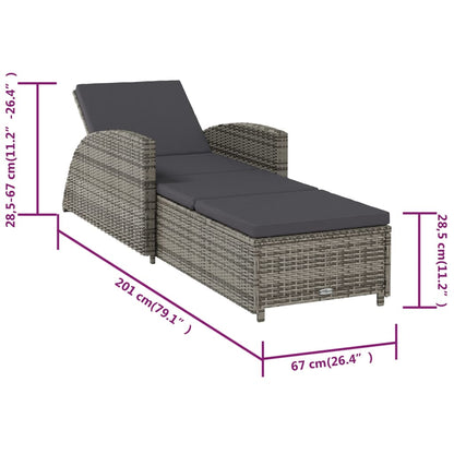 Sonnenliege mit Auflage – PE-Rattan Gartenliege verstellbar