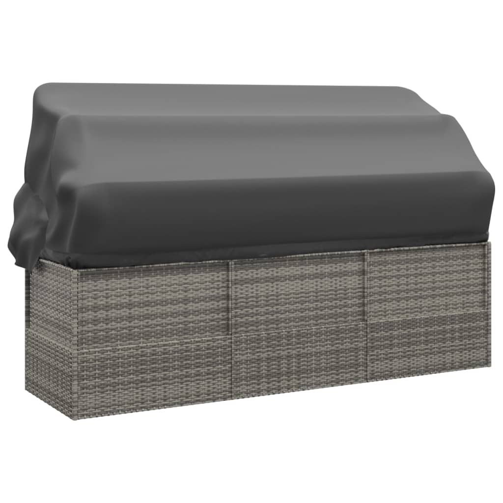 Outdoor Loungebett mit Dach und Kissen – PE-Rattan Gartenliege