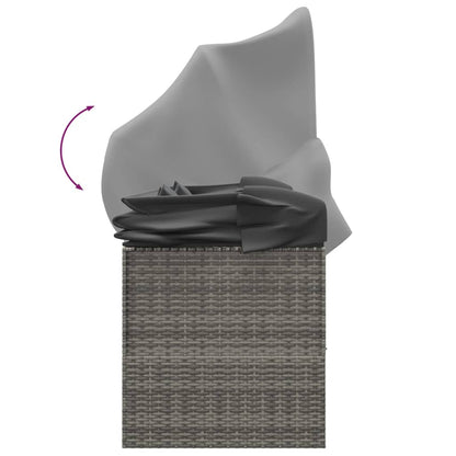 Outdoor Loungebett mit Dach und Kissen – PE-Rattan Gartenliege