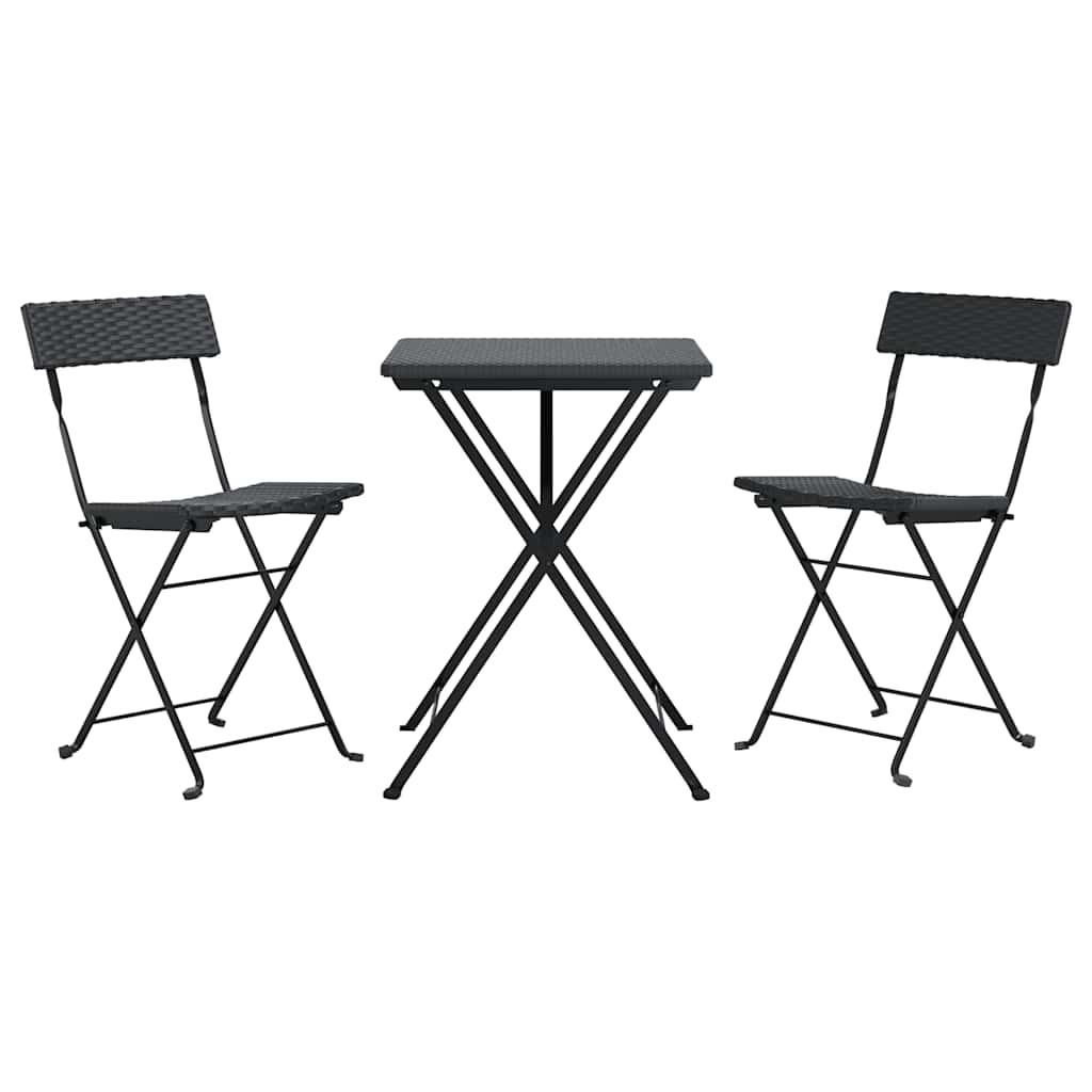 Bistro-Set 3-tlg. klappbar – PE-Rattan Balkonmöbel