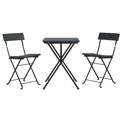 Bistro-Set 3-tlg. klappbar – PE-Rattan Balkonmöbel