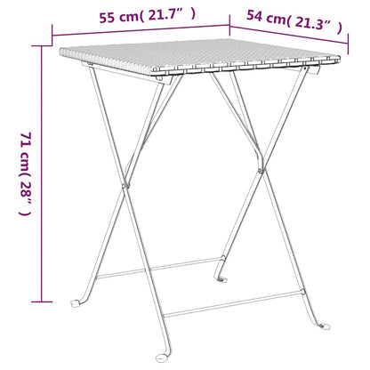 Bistro-Set 3-tlg. klappbar – PE-Rattan Balkonmöbel