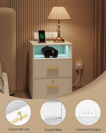 Nachttisch-Set mit LED & Ladestation