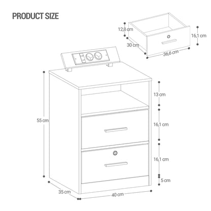 Nachttisch-Set mit LED & Ladestation