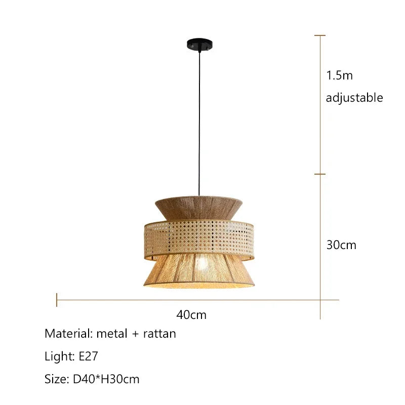 Wabi-Sabi Hanfseil Pendelleuchte