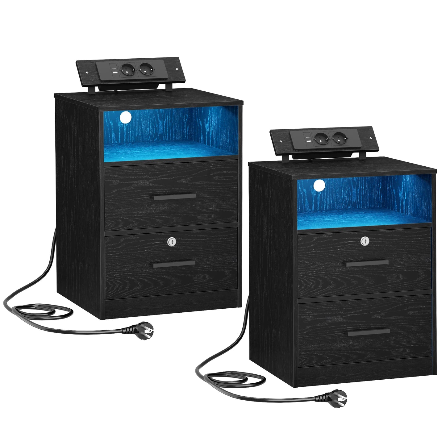 Nachttisch-Set mit LED & Ladestation