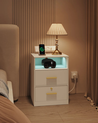 Nachttisch-Set mit LED & Ladestation